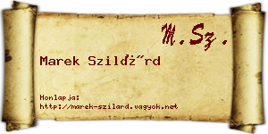 Marek Szilárd névjegykártya