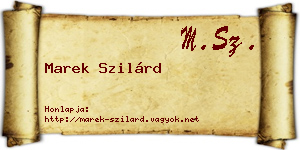Marek Szilárd névjegykártya